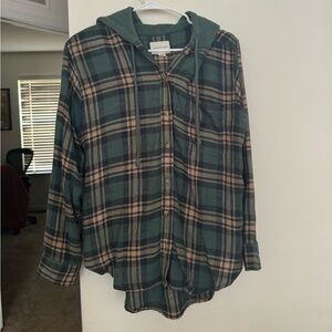 American Eagle hooded flannel shirt